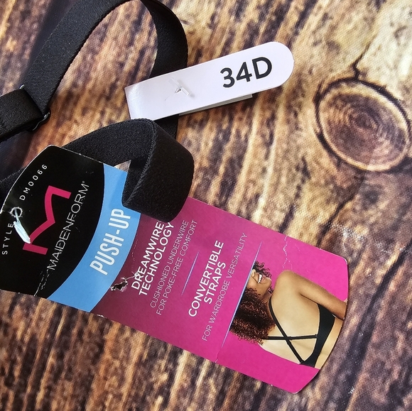 Maidenform Size 34D Black Push Up Bra Dreamwire Technology Comfort New w/ Tags - Picture 3 of 8